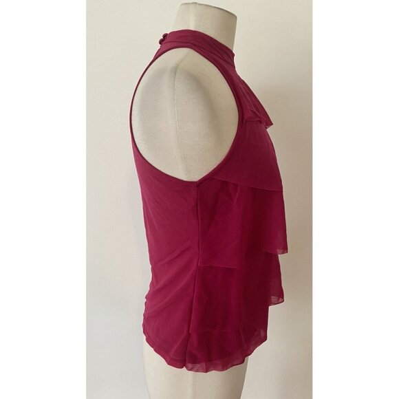 3/$15 SALE - Women’s Worthington Sleeveless Ruffle Top PM Fuchsia Pink - Picture 4 of 8